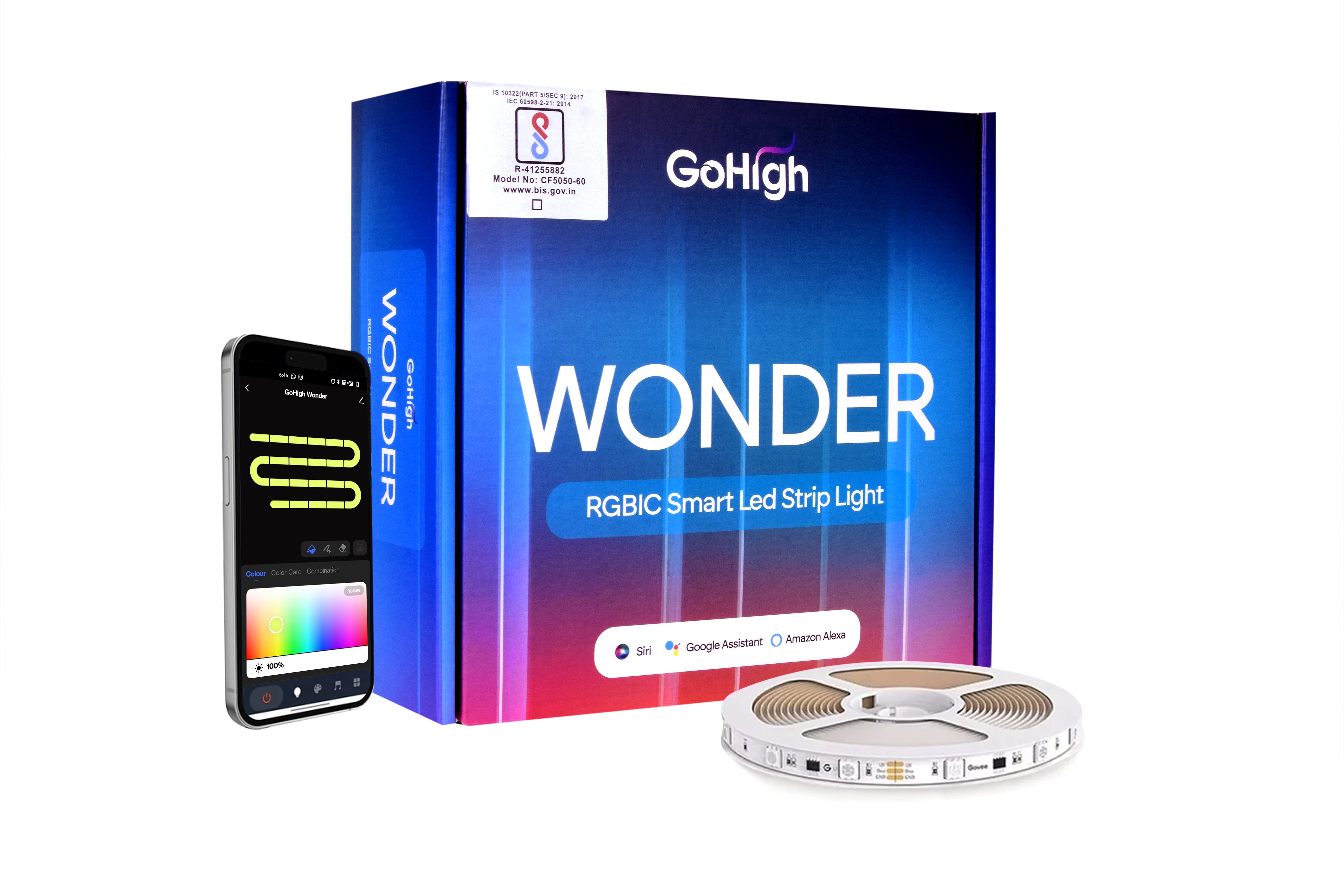 GoHigh Wonder RGBIC Smart Strip Lights (No Wiring - Plug & Play)